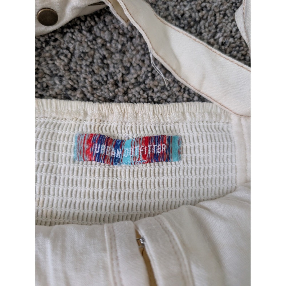 Urban‎ Outfitters Cream Linen Blend Corset Halter Romper XS/S Contrast Stitching - Picture 7 of 7